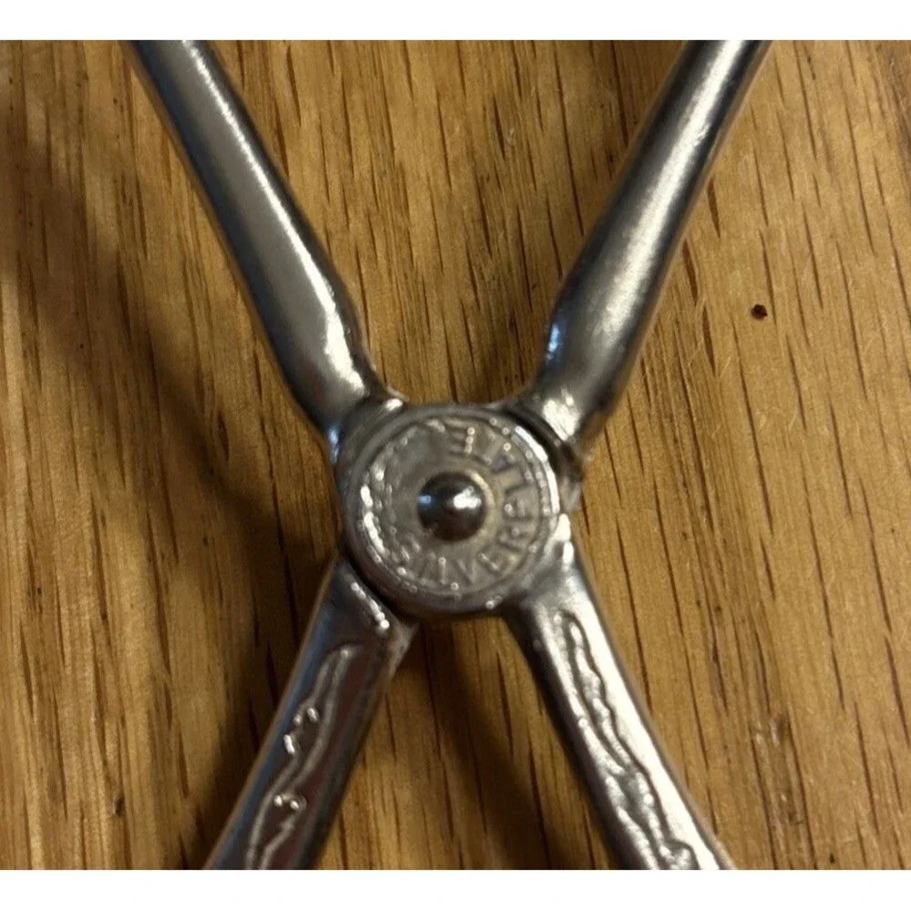 Vintage Silver Plated Scissor Style Pastry Salad Tongs 8.5